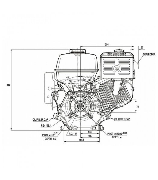 HONDA ENGINES - Moteur Honda GX390 13 CV avec sortie horizontale 389 cm3 QHB1 - large