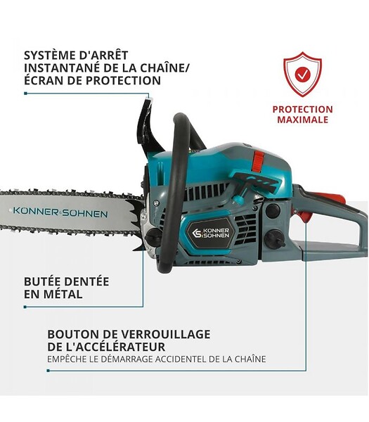 KONNER SOHNEN - Tronçonneuse à essence 45 cm³, chaîne et guide 33 cm - Könner  Söhnen KS CS21G-13 - large