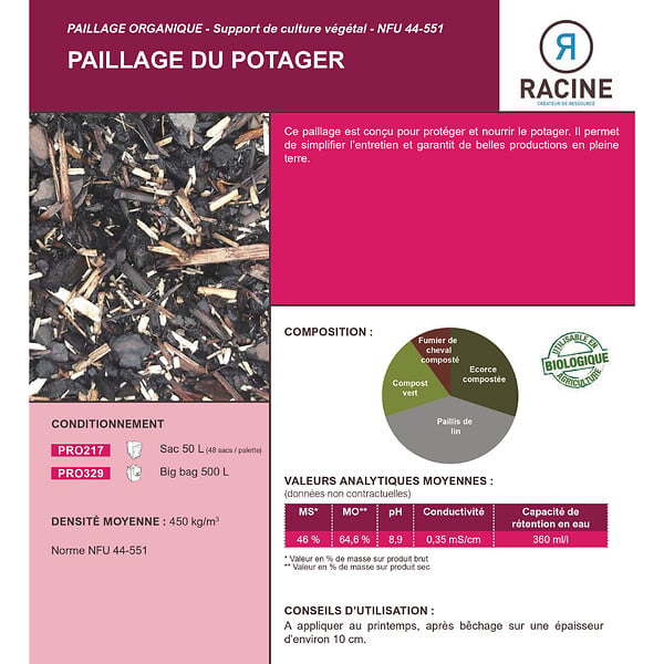 RACINE - Paillage organique du potager 100% naturel Big bag 500 litres - large