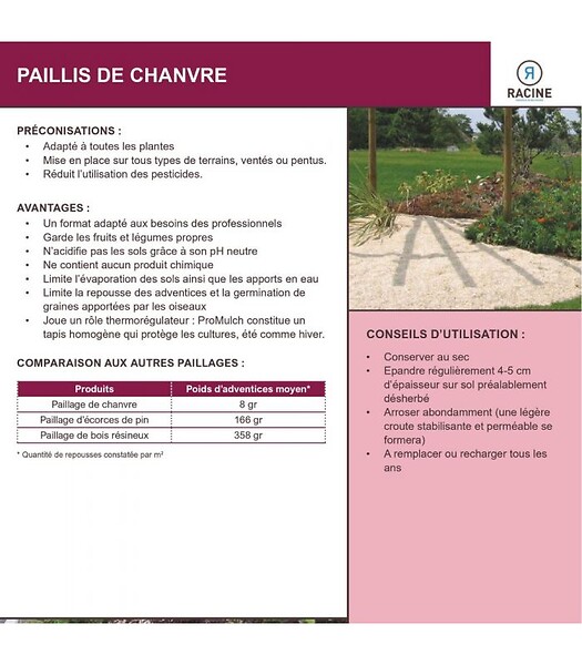 RACINE - Paillette de chanvre pour massif - Sac de 200 L - large