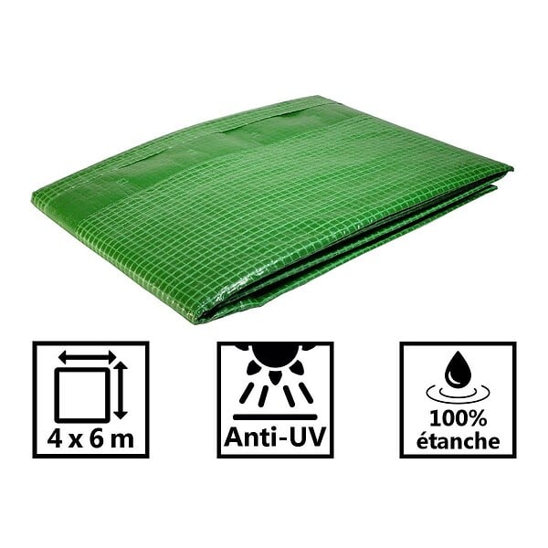 TECPLAST - Bâche de jardin 4 X 6 m Armée VERTE en polyéthylène 170g/m² - large