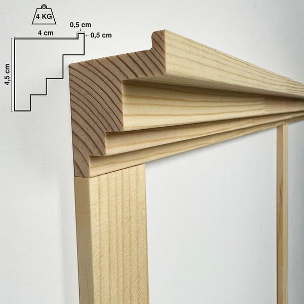 99DECO - Kit de moulures murales pour étagère en bois - Pin Sylvestre abouté - Enora - Prêt à coller et peindre - large