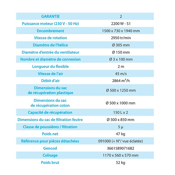 LEMAN - Aspirateur à copeaux de bois LEMAN ASP302 - 300L 230V - 2200W - large