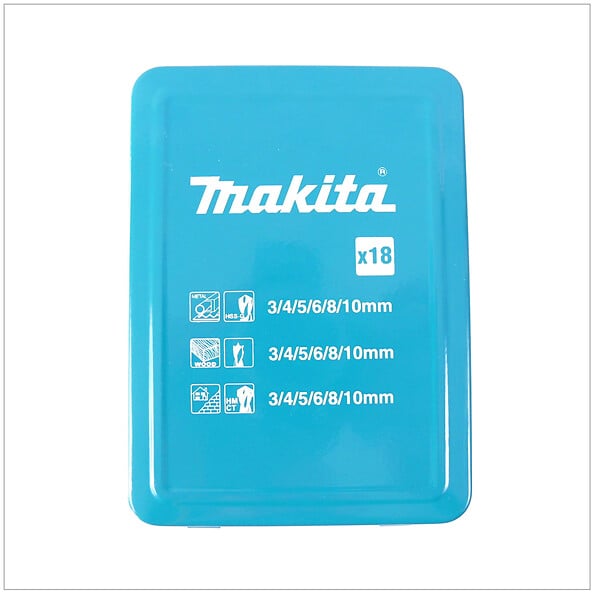 MAKITA - Coffret 18 forets pour bois, métal et béton, à emmanchement cylindrique MAKITA D-46202 - large