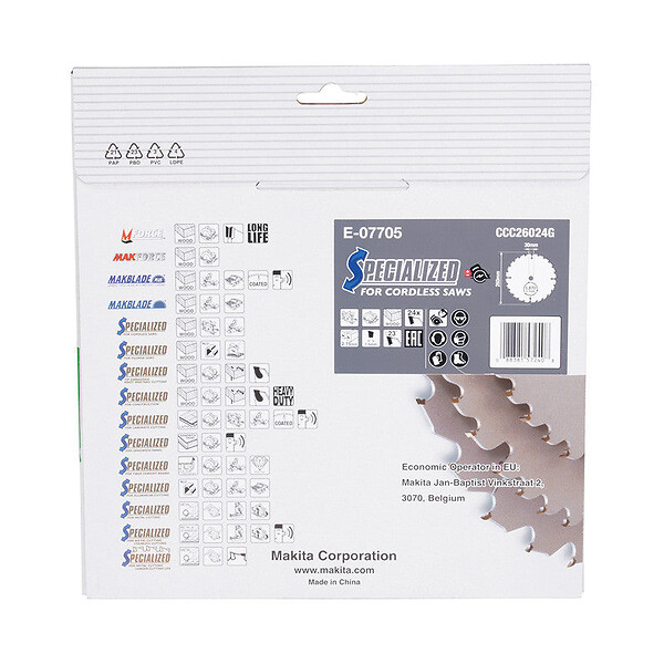 MAKITA - Lames carbure "EFFICUT" pour Bois, pour scies circulaires à batterie MAKITA - large