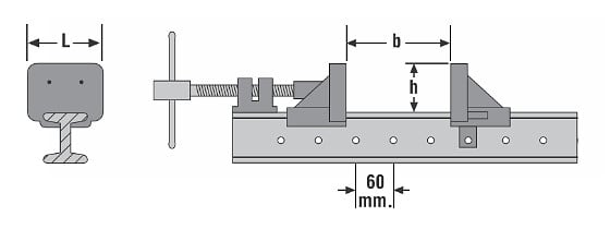 URKO TOOLS - Serre joint dormant URKO - Profil en 'I' - 80x42mm - Serrage 2000mm - 871 - large