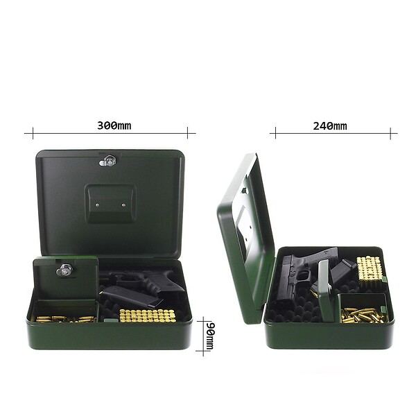 ROTTNER - Coffre Fort Armes De Poing Gun Box Verte Serrure À Clé - large