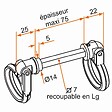 TIRARD - Anneau double articulé carré de 7 en acier TIRARD pour vantail à déplacement - Ép.maxi 7.5 mm - CE612005 - vignette
