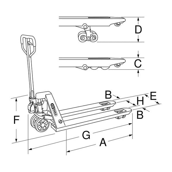 KS TOOLS - Transpalette manuel, 2,5 tonnes  - KS TOOLS - 161.0200 - large
