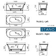 STANO - Baignoire semi-îlot design ELIZABETH blanche 170 cm Angle à droite - vignette