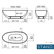 STANO - Baignoire îlot design ovale FLORIDA blanche 180 cm Mat - vignette