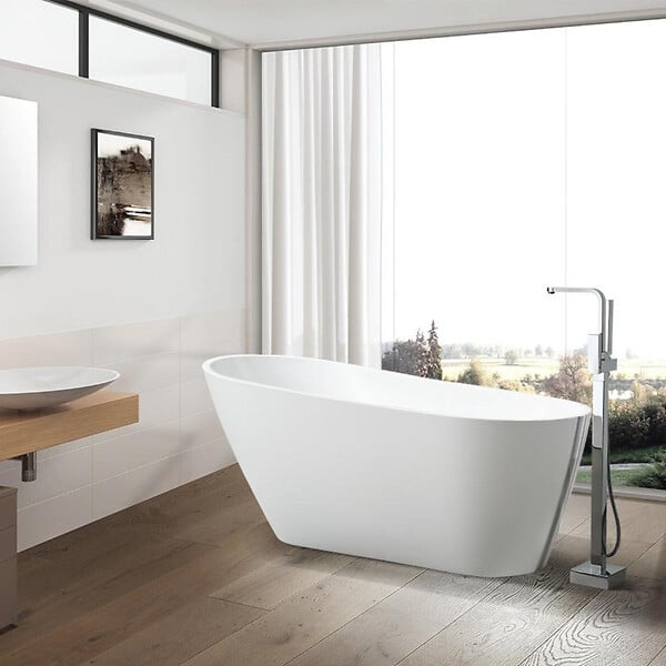 STANO - Baignoire îlot design ovale OPRAH blanche 140 cm - large