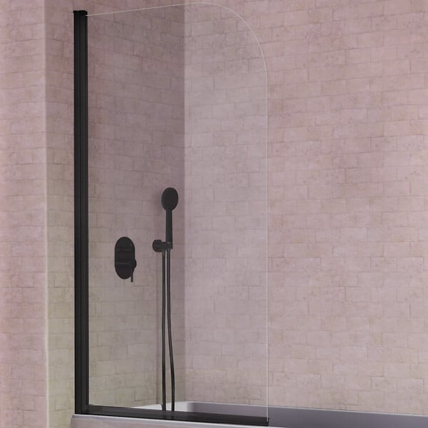 KASSANDRA - Pare-baignoire pivotant RITA profil noir mat 85 x 150 cm - large