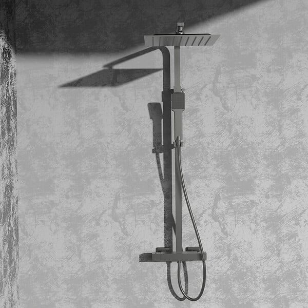 ESSEBAGNO - Quartos colonne de douche thermostatique 300 gris gun métal - large