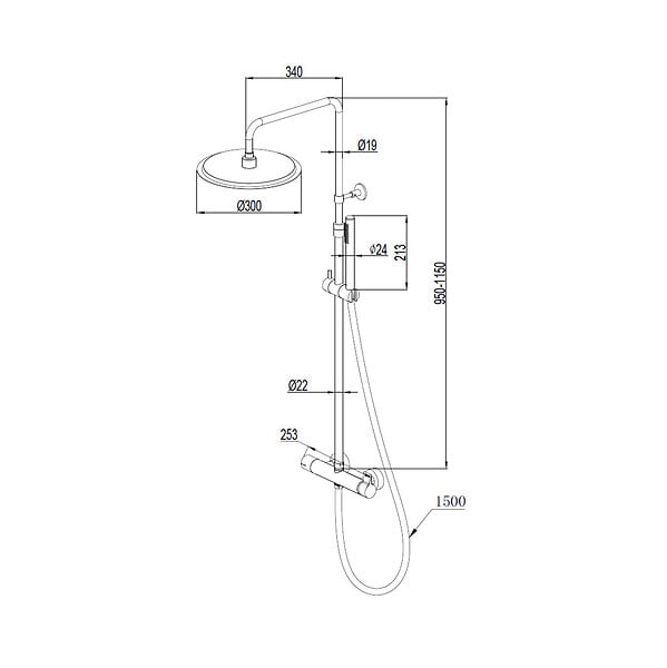 ESSEBAGNO - Delice II colonne de douche mécanique noire 300 - large