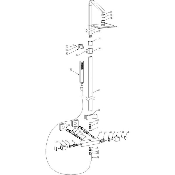 VALAZ - Colonne de douche thermostatique NILA 25 cm x 25 cm - large