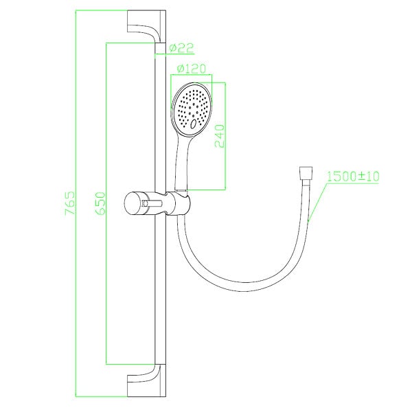 ESSEBAGNO - Luisa ensemble barre de douche or brossé 3 pièces - large