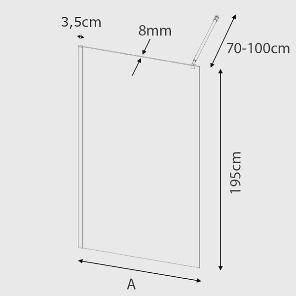 KASSANDRA - Paroi de douche fixe FRESH verre sérigraphié 100 cm - large