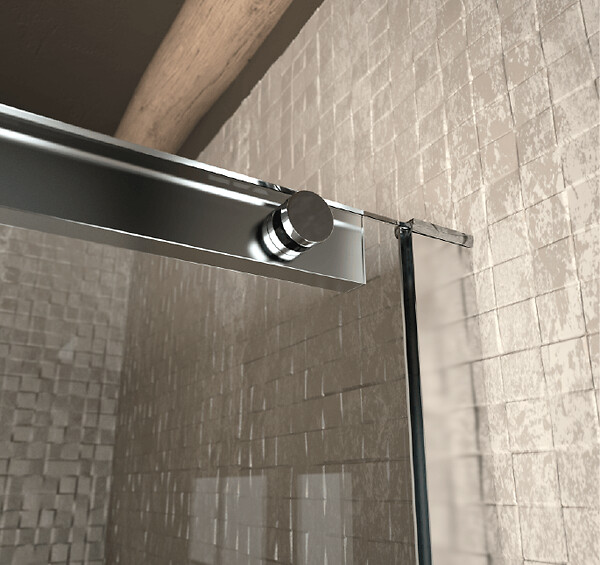 KASSANDRA - Paroi de douche fixe + Porte coulissante LUNA verre sérigraphié 160 cm Sans paroi latérale - large