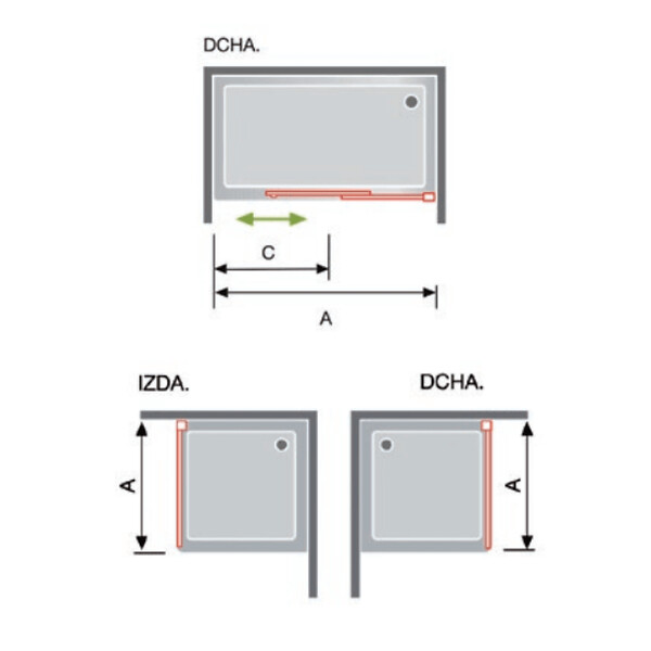 KASSANDRA - Paroi de douche fixe + Porte coulissante LUNA profil noir mat verre fumé 125 cm Sans paroi latérale - large