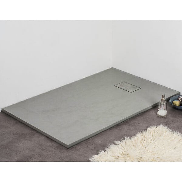 STANO - Receveur de douche 80 x 80 cm extra plat gris PIATTO en SoliCast® surface ardoisée - large