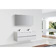 STANO - Armoire de toilette bloc-miroir SIENA largeur 144 cm blanc laqué - vignette