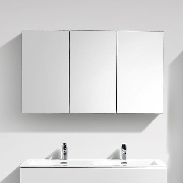 STANO - Armoire de toilette bloc-miroir SIENA largeur 120 cm blanc laqué - large
