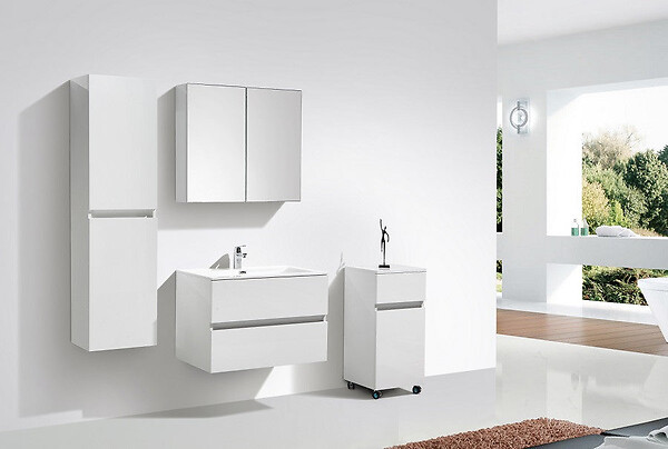 STANO - Armoire de toilette bloc-miroir SIENA largeur 80 cm blanc laqué - large