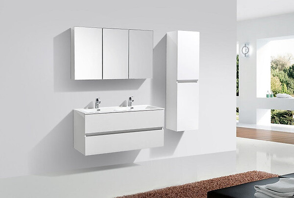 STANO - Grande armoire de rangement SIENA hauteur 150 cm blanc laqué 40 cm - large