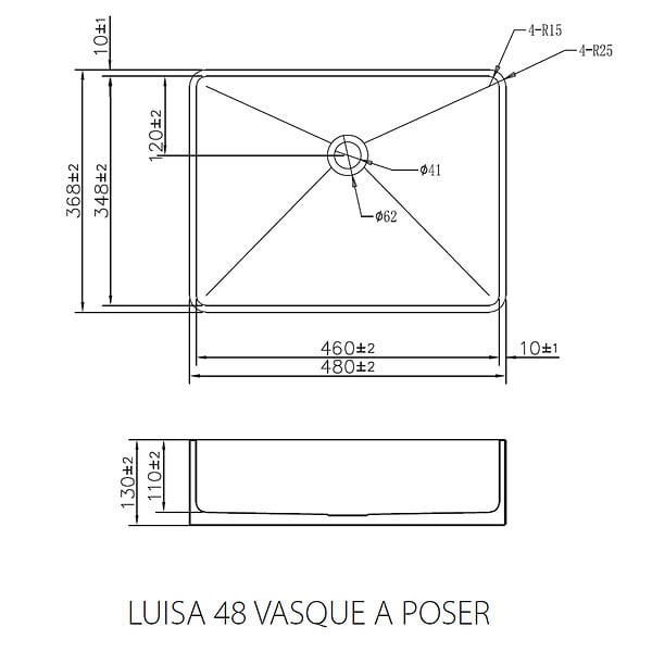 ESSEBAGNO - Luisa vasque à poser 48x37 en inox gris gun métal - large