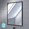 AURLANE - Meuble salle de bains 60cm décor chene naturel 2 portes - Vasque noire et Miroir - TIMBER - vignette