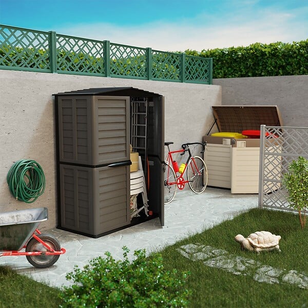 INTEC - Abri de Jardin Extérieur 151x83xH200cm Gris Anthracite - Cabanon de jardin Plancher Rangement Outils & Mobilier de Jardin - large