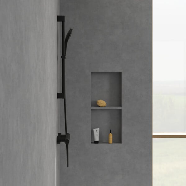 VILLEROY ET BOCH - Mitigeur douche thermostatique  Universal rond Noir mat - large