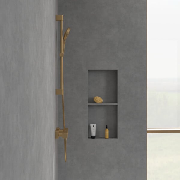 VILLEROY ET BOCH - Mitigeur douche thermostatique  Universal rectangle Or brossé - large