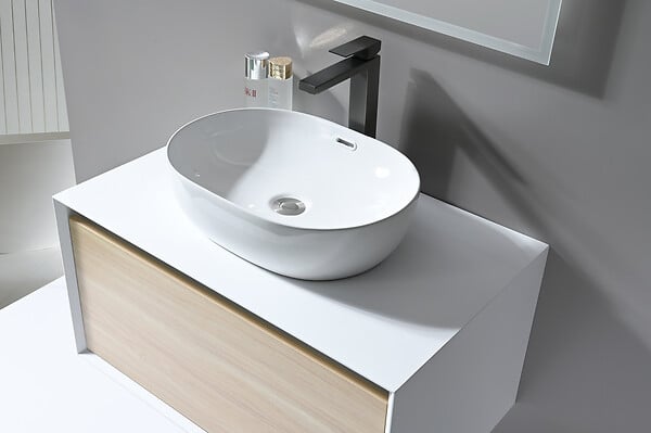 LUXURYBAIN - Grand Mitigeur, robinet de lavabo pour salle de bain réhaussé carré (Gris brossé) - large