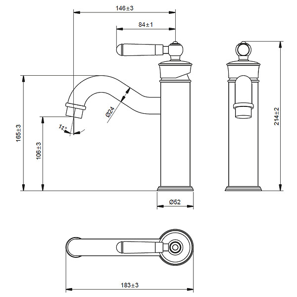 ESSEBAGNO - Leeds mitigeur lavabo rétro bas or brossé - large