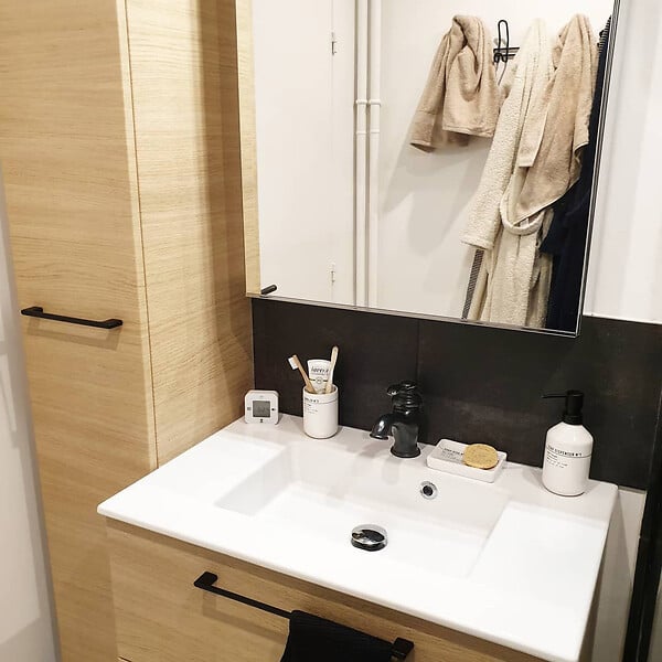 ESSEBAGNO - Cambridge mitigeur lavabo orb noir vieilli - large