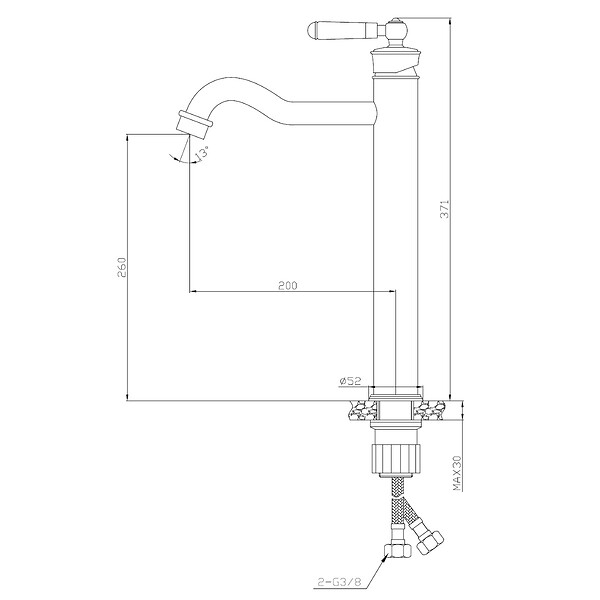 ESSEBAGNO - Leeds mitigeur lavabo rétro haut cuivre brossé - large