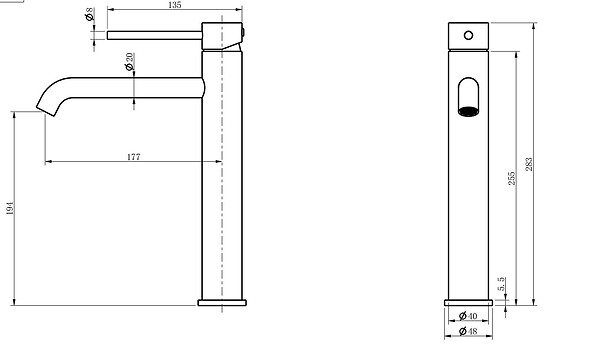 LUXURYBAIN - Grand Mitigeur, robinet de lavabo pour salle de bain réhaussé design et moderne (Noir) - large