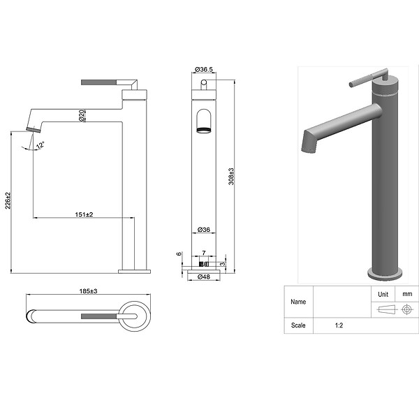 ESSEBAGNO - Portofino mitigeur lavabo haut or brossé - large