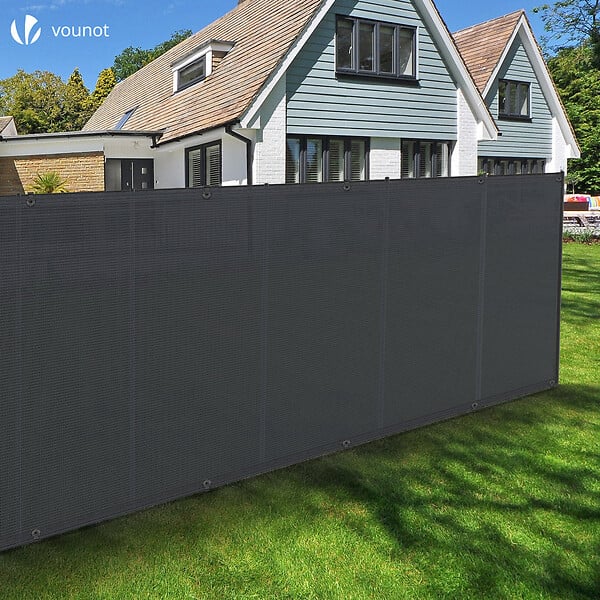 VOUNOT - Brise vue occultant en HDPE 150g/m² 1.5x10m avec attaches de fixation anthracite - large