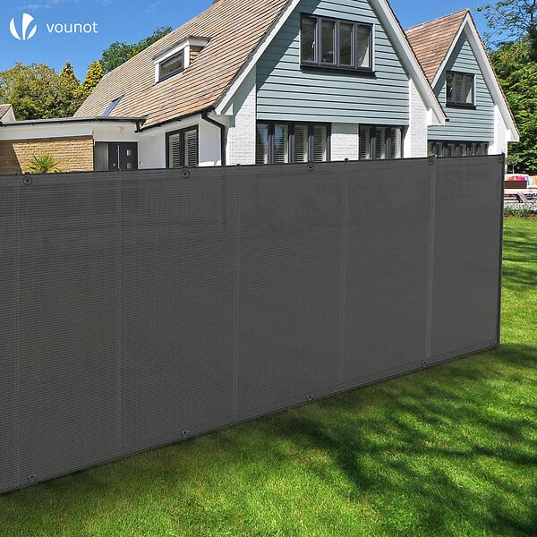 VOUNOT - Brise vue occultant en HDPE 150g/m² 1.5x10m avec attaches de fixation gris - large