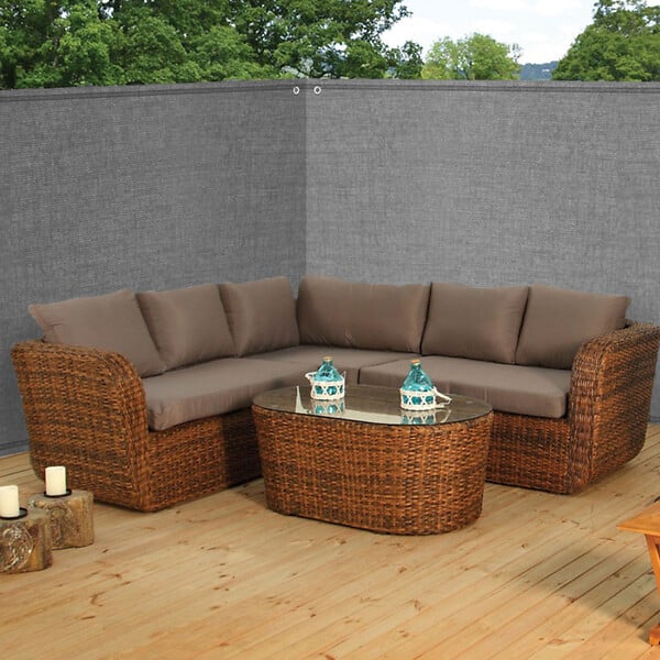 ID MARKET - Brise vue renforcé 1,5 x 10 M gris clair 220 gr/m² luxe PRO - large