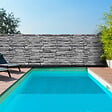 ID MARKET - Brise vue occultant 1,8 x 10 M motif pierre grise 160 gr/m² - vignette