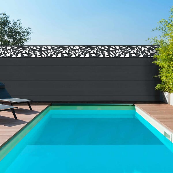 ID MARKET - Brise vue occultant 1,5 x 10 M effet lames de clôture motifs FLOWER 160 gr/m² - large