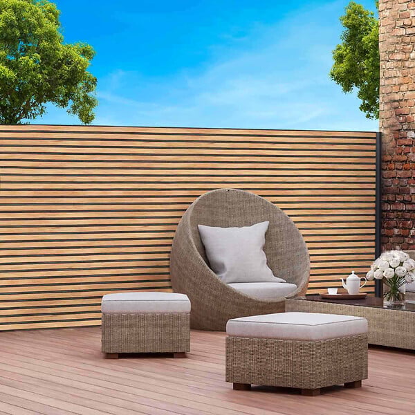 ID MARKET - Brise vue occultant 1,5 x 10 M effet claustra en bois 160 gr/m² - large