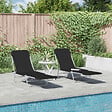 VIDAXL - vidaXL Chaises longues pliables lot de 2 Acier et tissu Noir - vignette