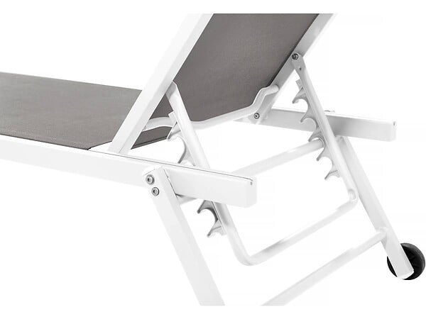 HABITAT ET JARDIN - Lot de 2 bains de soleil textilène aluminium "Jolia" - Gris / Blanc - large