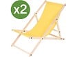 HABITAT ET JARDIN - Lot de 2 transats en bois "Chilienne" - 107 x 56.5 x 81 cm - Jaune - vignette