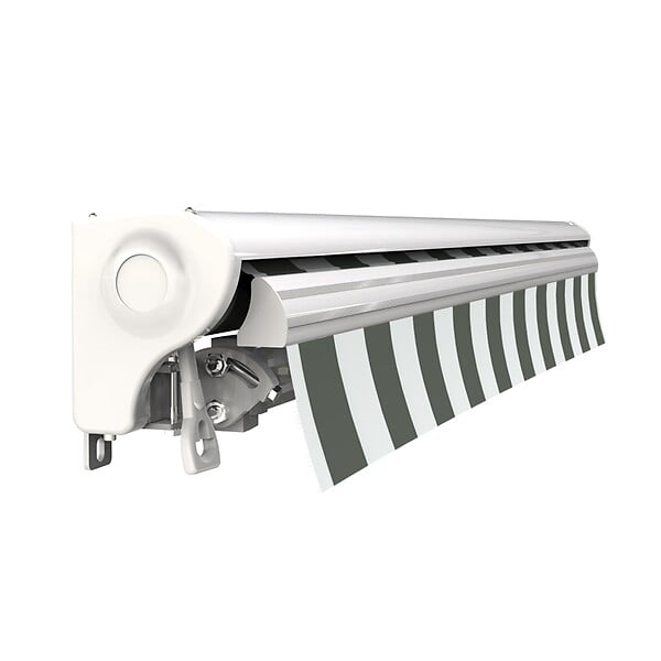 COTE STORE - Store banne motorisé et manuel 3 x 2,5 m Demi coffre pour terrasse - Blanc gris - large